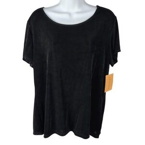 Choices Black slinky Top Scoop Neck XL NWT goth dark chic USA 90s stretch NOS